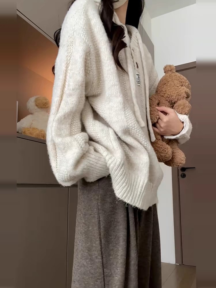 纯澳毛材质宽松休闲羊毛帽衫,女装羊毛衫,浩新羊绒