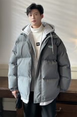情侣装假两件加厚棉衣大码中性连帽棉服棉袄A071-Y00-P125，男装棉衣，电商A071