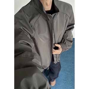 高品质春装新款老钱风美式高街解构立领棒球服飞行夹克休闲外套潮图片