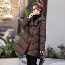 新款女装90白鸭绒复古潮流盘扣连帽羽绒服宽松显瘦保暖外套，女装羽绒服，魅家