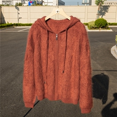 羊绒衫女100纯羊绒针织外套连帽休闲长袖拉绒针织开衫女25新款，女装羊绒衫，诚赞羊绒