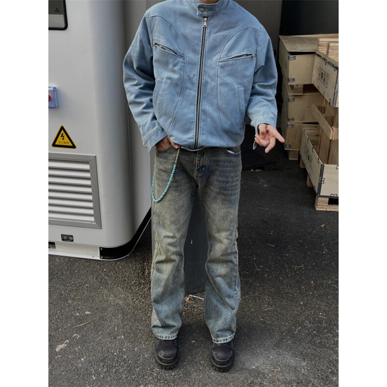 【有货】冰川蓝立领外套男高级感痞帅春秋工装夹克JK7703CC-特P65图片