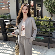 米白色休闲运动套装女2025春季新款韩系超火减龄卫衣阔腿裤两件套，女装套装/套裙，鑫慧