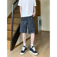 夏季美式复古蛇纹迷彩五分工装牛仔短裤男女K5918-特P35控59，男装牛仔裤，星座205