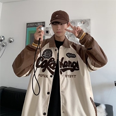 春秋麂皮拼皮韩版潮牌休闲宽松工装百搭外套情侣装夹克JK0665-P69，男装夹克，星座308B-1