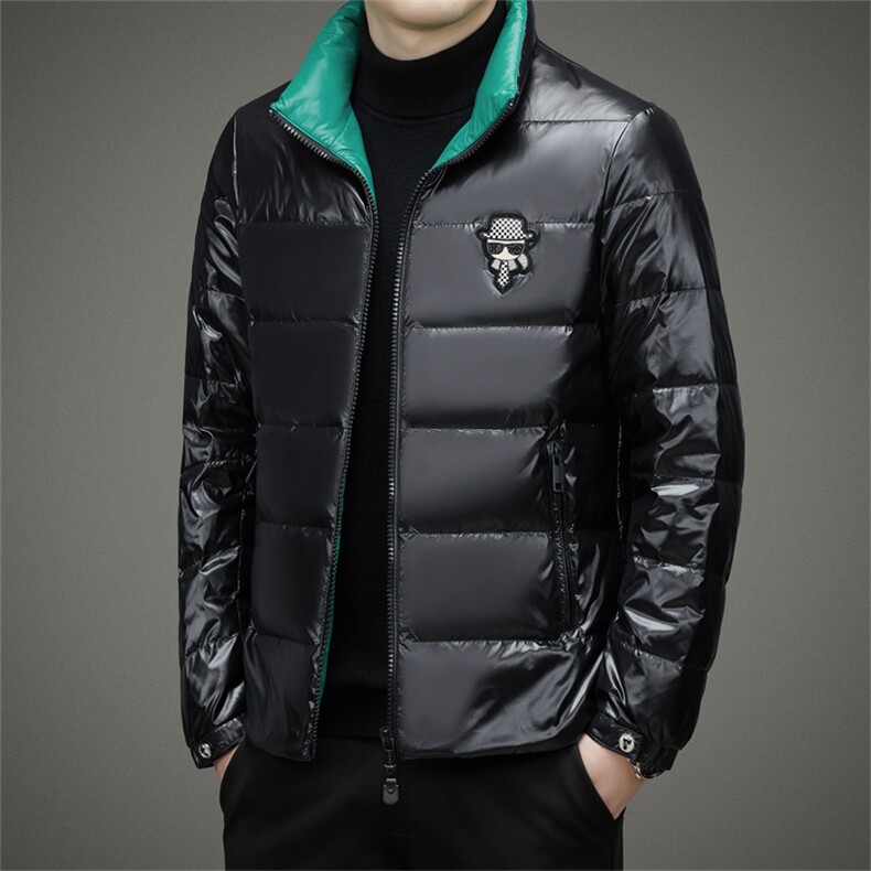 羽绒服男冬季新款商务休闲上衣中年爸爸装白鸭绒立领加厚保暖外套图片
