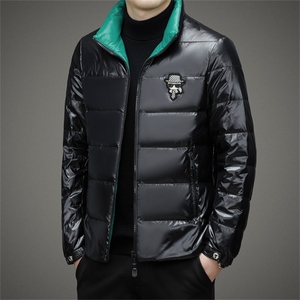 羽绒服男冬季新款商务休闲上衣中年爸爸装白鸭绒立领加厚保暖外套图片