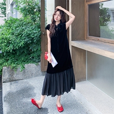 新中式国风连衣裙女2025夏季新款超好看高级感复古假两件旗袍长裙，女装连衣裙，2C209