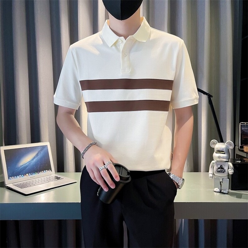 2025夏季新款社会小伙拼色polo衫男短袖T恤TX07P58控78,男装Polo衫,电商B276A
