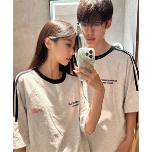 抖音得物供货240克宽松纯棉美式潮牌印花三杠半织带短袖T恤AT1604图片