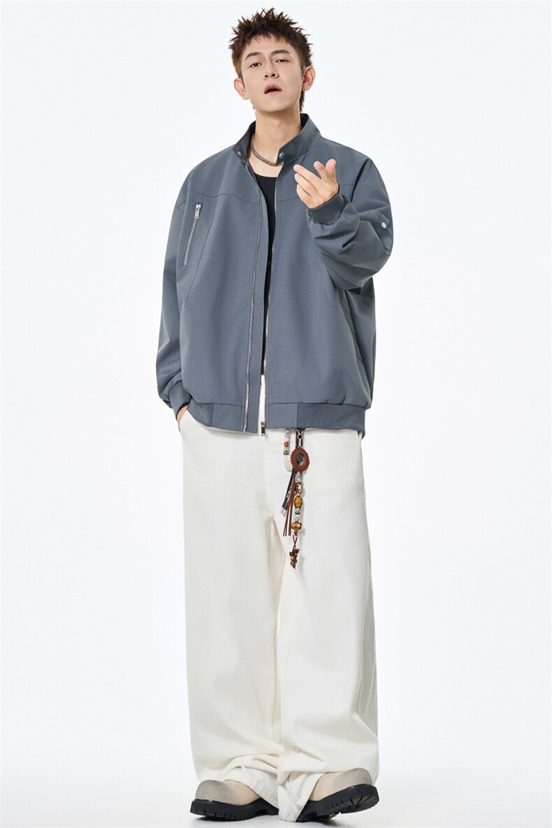 秋季新款宽松棒球领夹克男纯色上衣外套DSA157B-JK7925-特P63,男装夹克,电商A157B