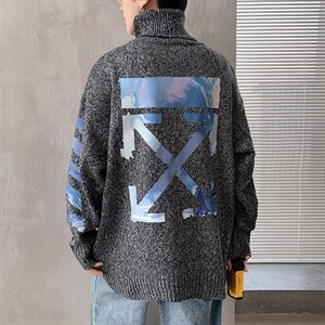 ！秋冬加厚高领毛衣男潮牌百搭印花针织衫保暖打底衫G606P60图片