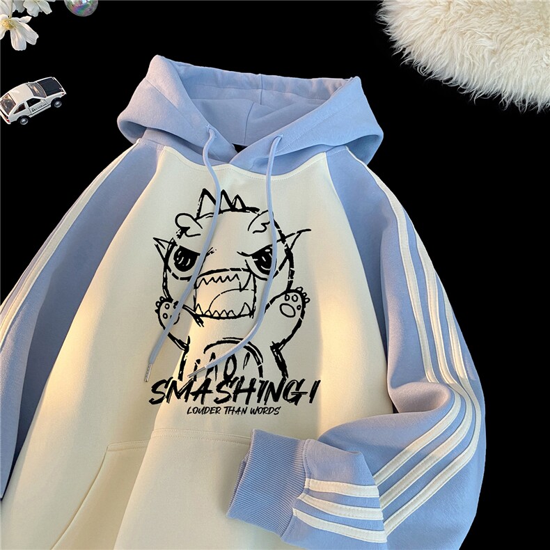 高品质！全棉重磅400克三条杠撞色印花连帽卫衣RH1210p63控98,男装卫衣,星座610B-1