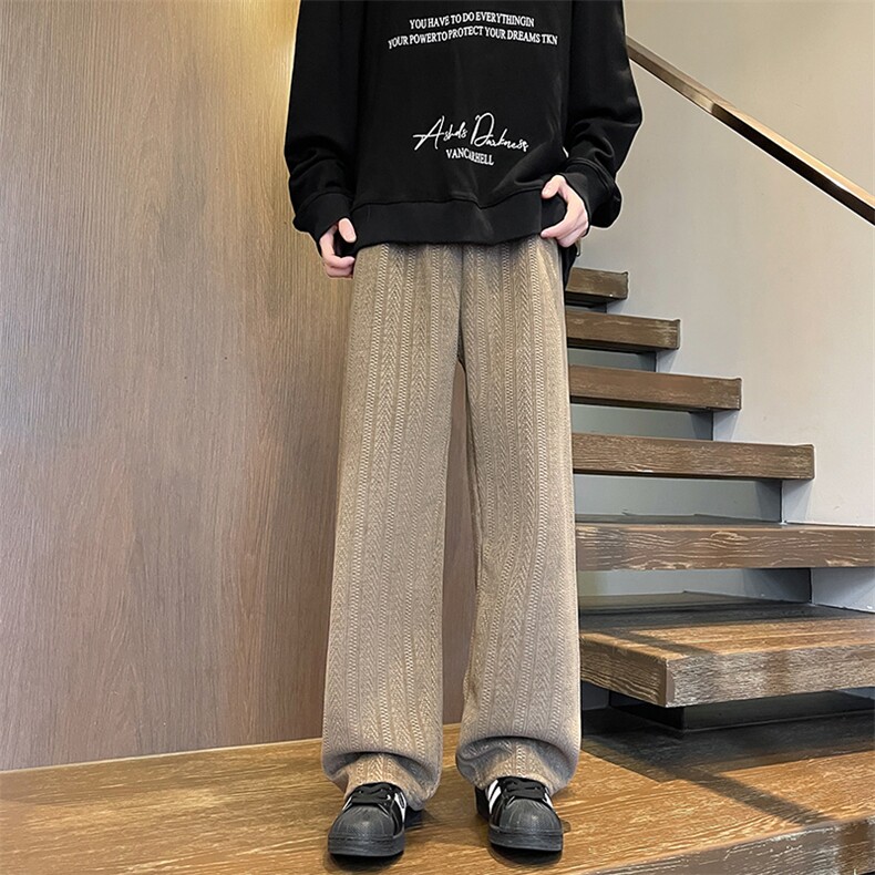 8XL-M麦穗纹雪尼尔阔腿裤男垂感休闲直通裤特大码卫裤K992P50控68,男装休闲裤,电商D206-1