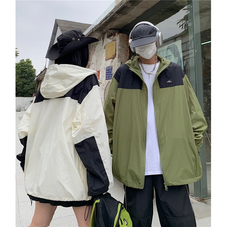 防晒指数UPF50+情侣装夏季新款防晒服宽松撞色拼接外套D313P68,男装防晒衣,电商A335-1（原A458）
