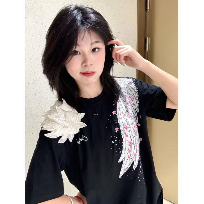 H0926-P38原版立体刺绣+印花宽松休闲短袖t恤男女同款，女装T恤，星座617A-2