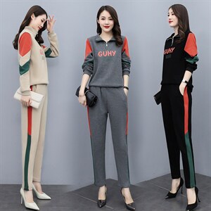 时尚拼接减龄套装女2025新款韩版春秋休闲运动宽松显瘦卫衣两件套,女装套装/套裙,凯瑟曼