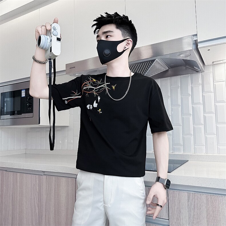 高级感刺绣短袖T恤男2025新社会小伙半袖301C-DT86-P48控68,男装T恤,星座301C（原B323）