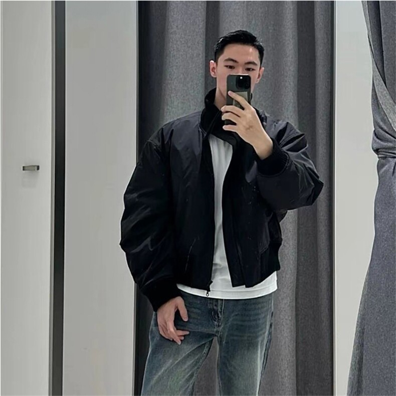 抖音得物美式潮休闲夹克春季立领纯色复古工装加厚棉服外套MF01,男装夹克,电商A443