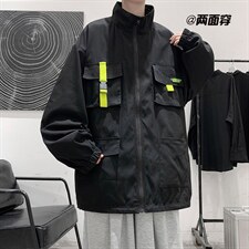 港风ins秋季大码口袋潮酷男工装外穿夹克上衣JK80P85限118，男装夹克，电商A089-1