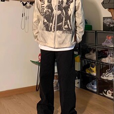 612-P64美式复古做旧废土风工装外套男款春秋季潮牌宽松扎染，男装T恤，电商B323A