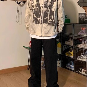 612-P64 美式复古做旧废土风工装外套男款春秋季潮牌宽松扎染图片