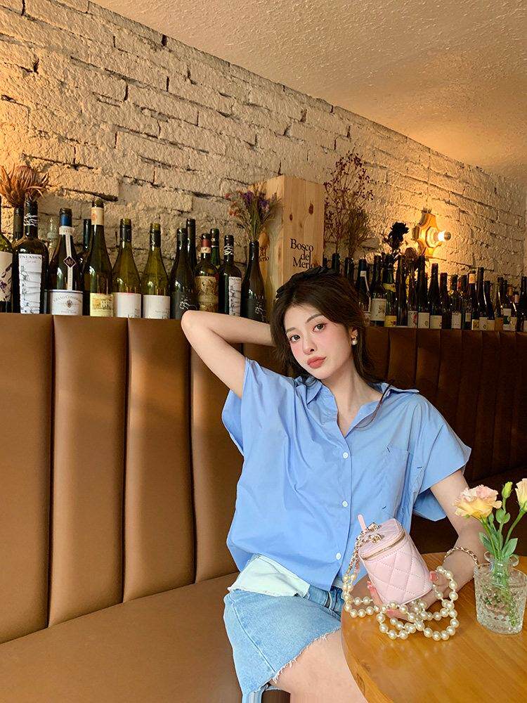 夏季垫肩衬衫均码现货，女装衬衫，G