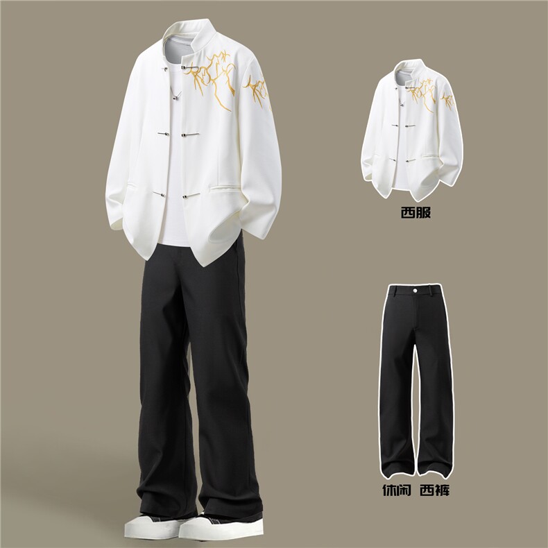 西服立体绣95%绦纶5%氨纶M-5XL大码XF78058P90控139西裤78151P45，男装西服，星座227-7