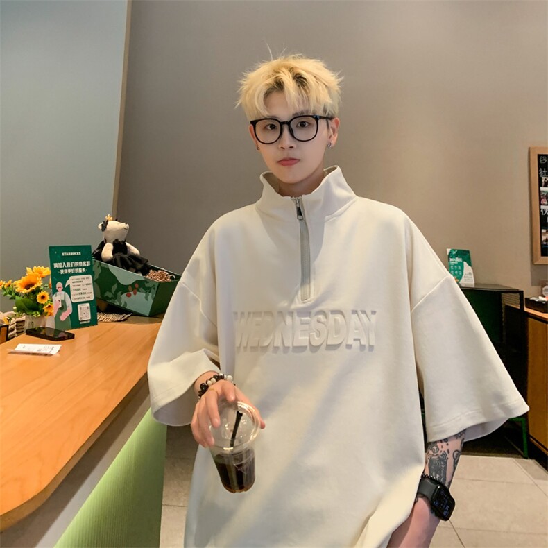 量大优供视频半高领拉链钢印短袖t恤polo衫男KT501-特P28,男装Polo衫,电商B371