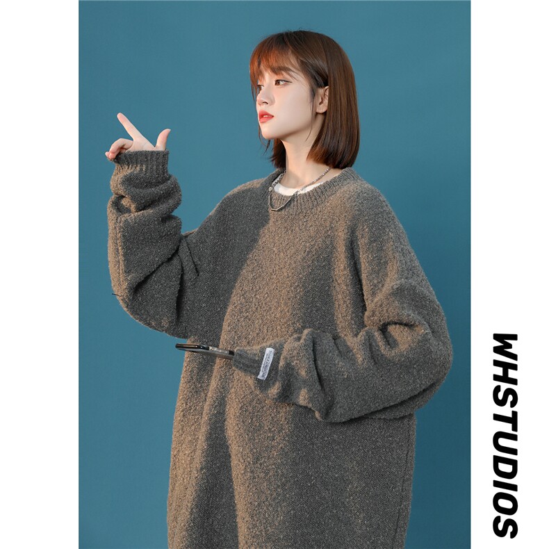 冬季厚实毛绒绒粗毛线衣中性宽松复古套头针织衫潮Q311-P68控85，男装针织衫/毛衣，星座617A-6（原A405-1）