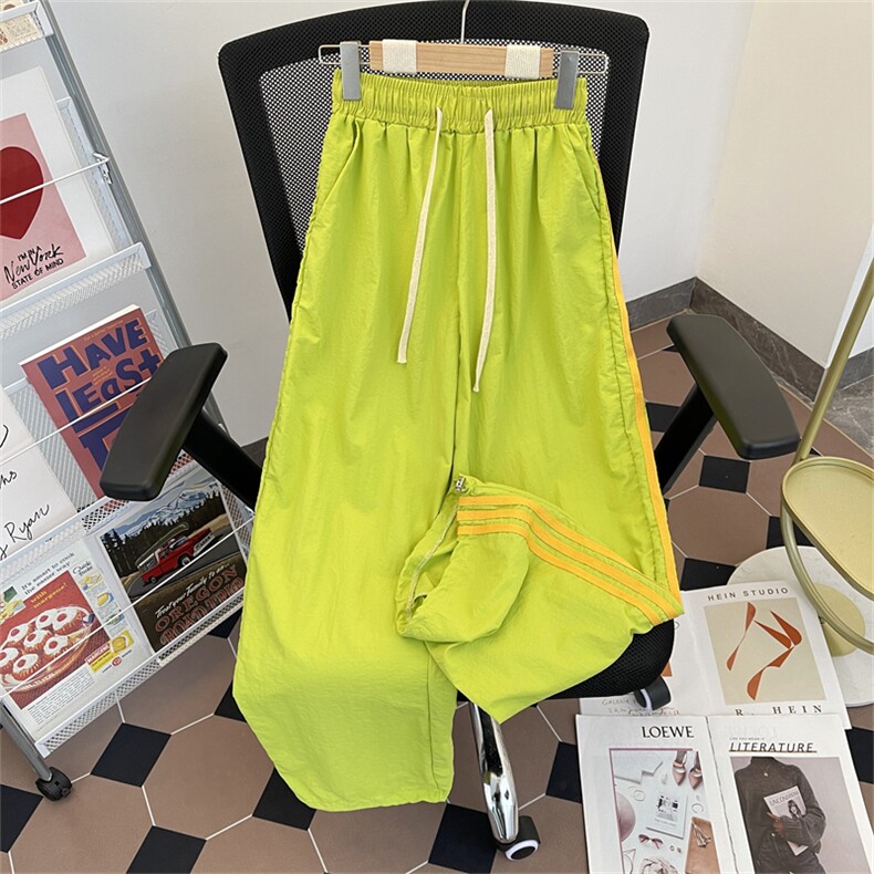 防水速干裤子男款夏季美式休闲运动裤撞色条纹伞兵宽松裤K406-P37，女装休闲裤，星座308B-2