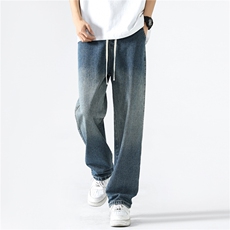 美式渐变牛仔裤男夏季潮做旧宽松直筒休闲裤A166-K002-特P35控65，男装牛仔裤，电商A166