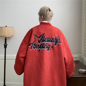 23秋款美式复古麂皮绒飞行棒球服男女夹克外套JF251-P80控108