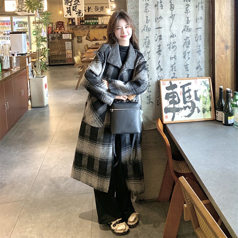 2楼002-2707-P295K388档口现货！格子羊毛外套双面呢大衣,女装毛呢外套,千寻