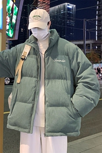 M2001-P75 冬季大码宽松立领灯芯绒加厚棉衣外套  深度库存图片