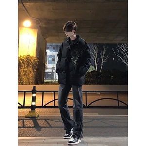 美式hiphop纯色修身直筒牛仔裤 控价68图片