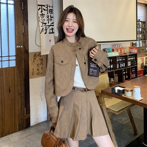 【春装现 货】  美拉德皮衣上衣百褶裙两件套2C032 176 P175 K238图片