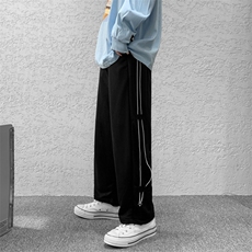 侧边抽绳运动卫裤男夏季潮牌潮流宽松bf直筒阔腿休闲裤K1224-P30，男装休闲裤，星座512-2