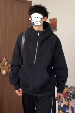 抖音特批P65无差价cleanfit重磅连帽半拉链大口袋卫衣男W5083，男装卫衣，电商A001