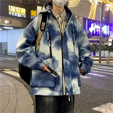 2024春季新款连帽夹克外套扎染冲锋衣工装情侣潮A436-D1207-P65，男装夹克，电商A436