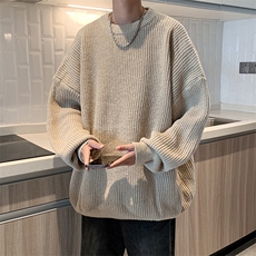 2025新款针织衫男士潮流圆领套头宽松ins毛衣XZ212-1-QMY5684-P45，男装针织衫/毛衣，星座212-1