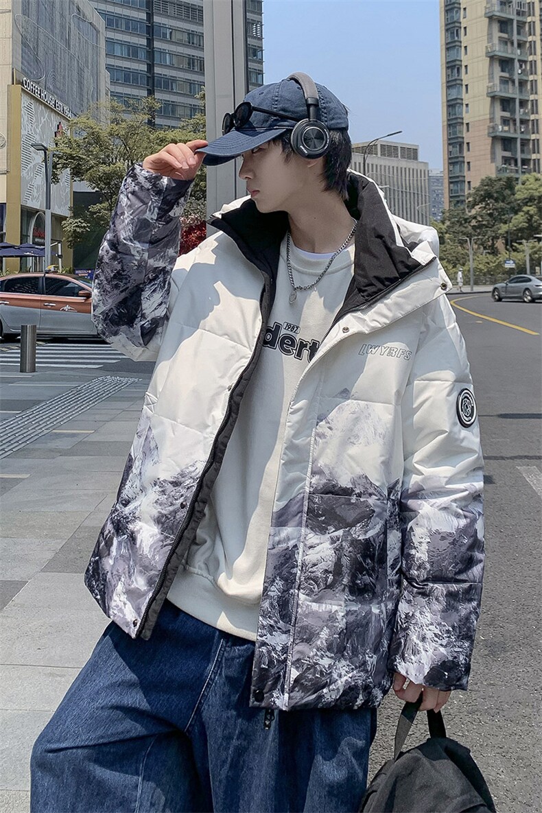 现货外贸侧飞图立领光板团体服班服宽松韩版情侣学生外套羽绒服,男装羽绒服,星座301D-5(原星座1415）