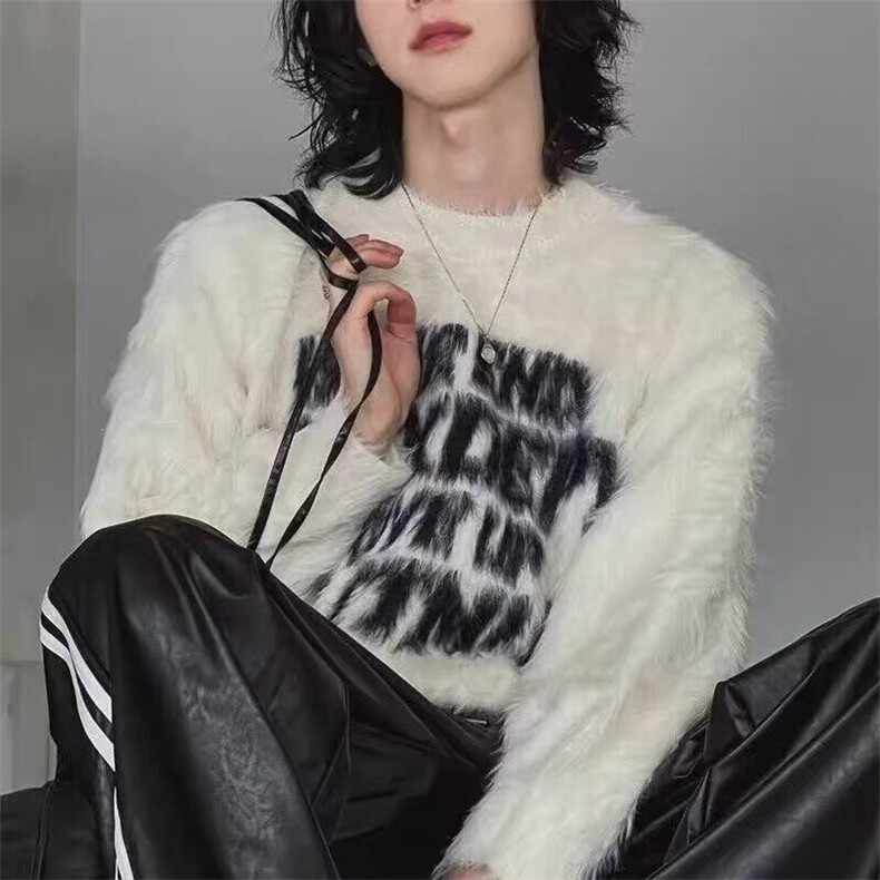 美式潮牌圆领毛衣男女秋冬季宽松字母慵懒风针织衫上衣RMY36，男装针织衫/毛衣，星座208-5