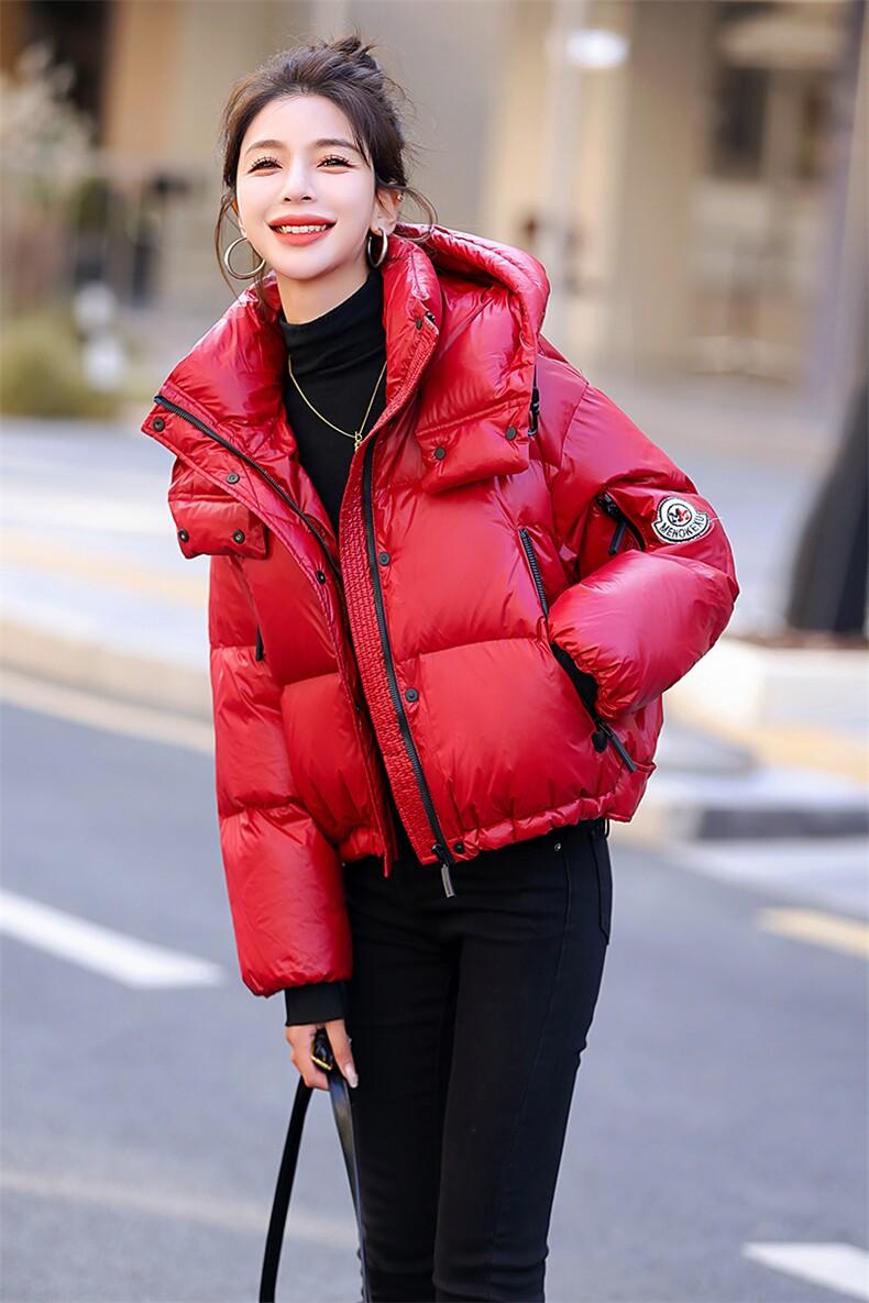 亮面羽绒服女短款冬季2026新款今年流行小个子90白鸭绒外套现货!,女装羽绒服,一安秀