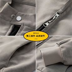 2025秋季新款现货绒感雾花皮衣男立领夹克外套DSA157B-J2550-P85，男装夹克，电商A157B
