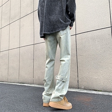 美式ins高街vibe重工艺水洗复古黄泥牛仔裤货号K2316P55，男装牛仔裤，电商A063