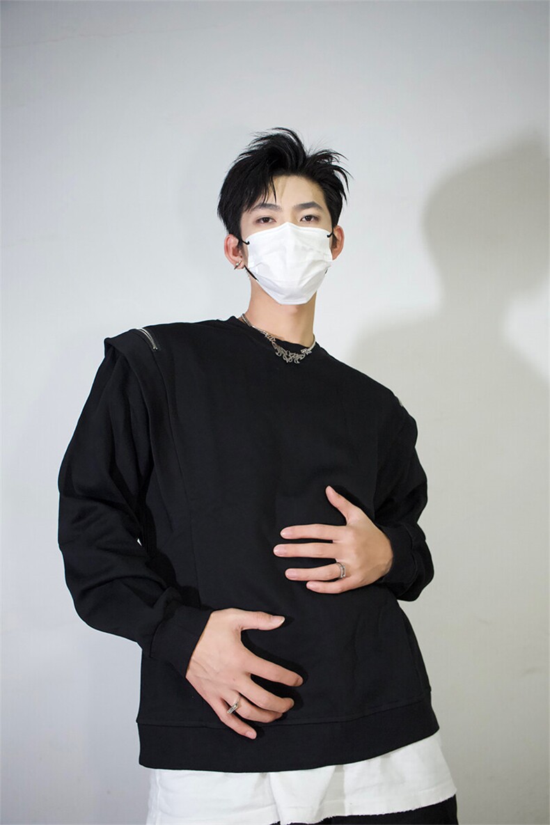 明星私服潮流小众机车卫衣T恤潮男飞袖打底衫长袖卫衣P58,男装T恤,电商B319