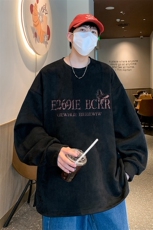 已注册得物直播抖音高品质麂皮绒开叉圆角宽松男卫衣W3036P45，男装卫衣，电商C408(原B339-1)