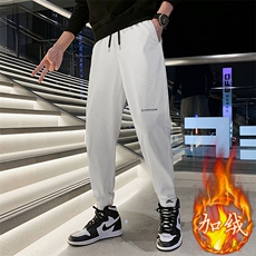 灰色2023冬装九分裤男青年束脚加绒加厚卫裤潮K137加绒-P75控108，男装休闲裤，电商A108