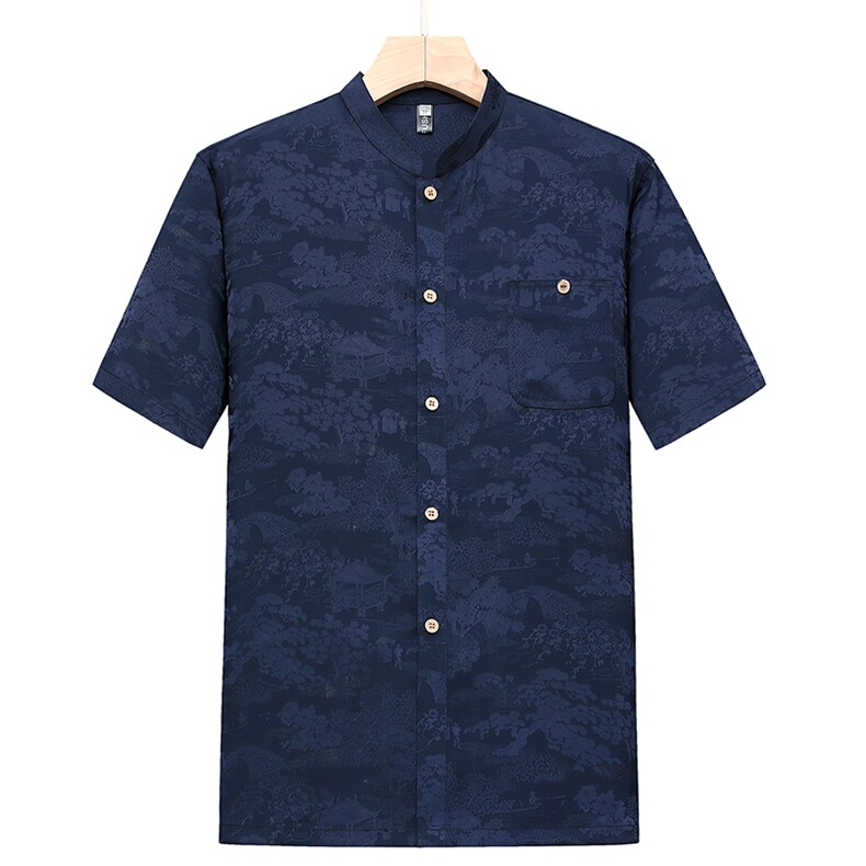 夏季中老年男士中式唐装风香云纱居士服汉服上衣TRS2305-P60,男装T恤,星座1105-3
